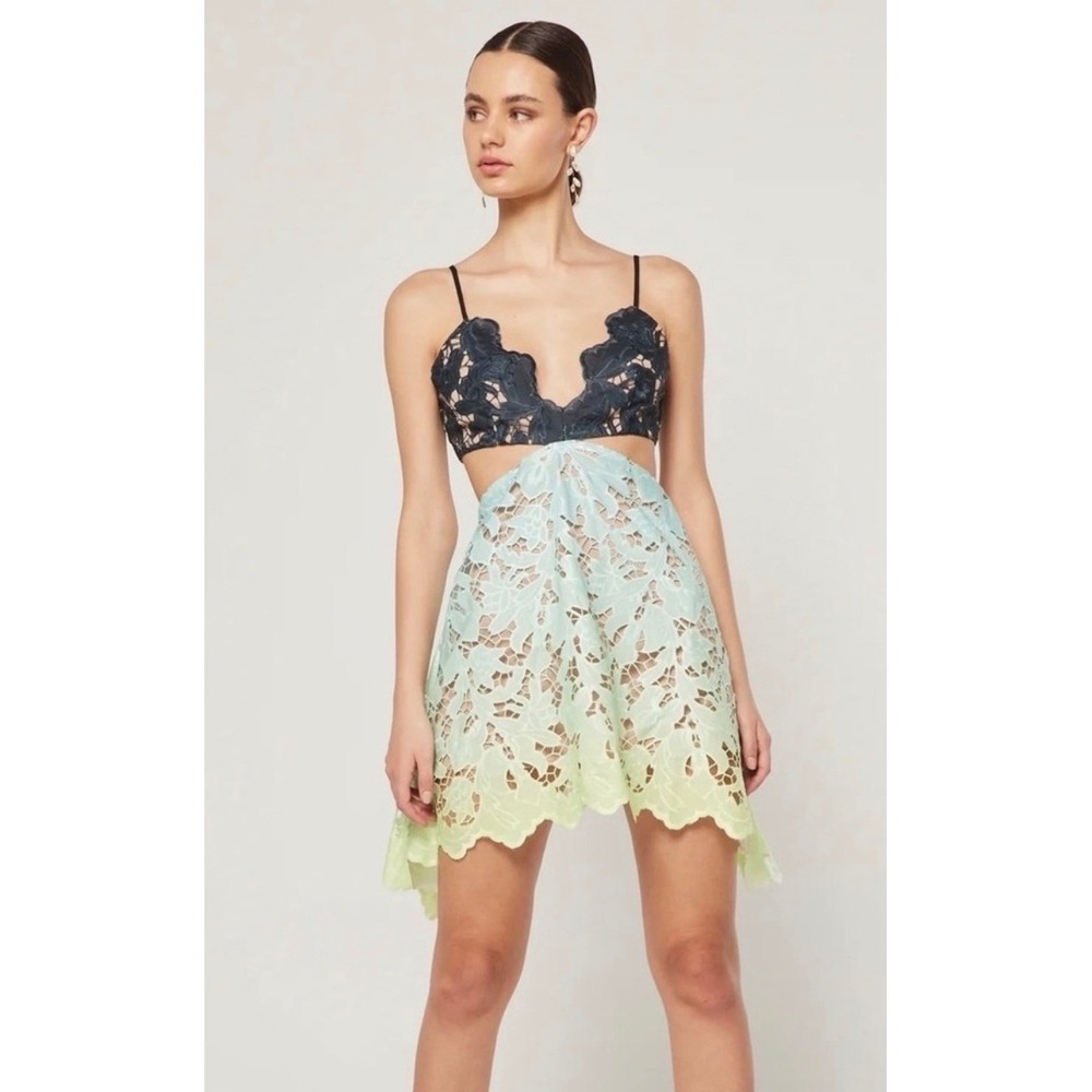 ELLIATT Jennifer Dress‎ Womens XXL Black Mint Ombre Cutout Guipure Cocktail Mini